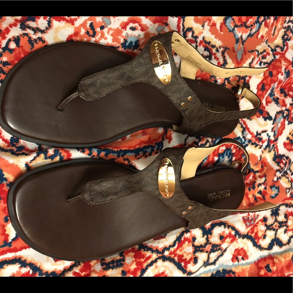Michael Kors Brown Pratt Logo Sandals